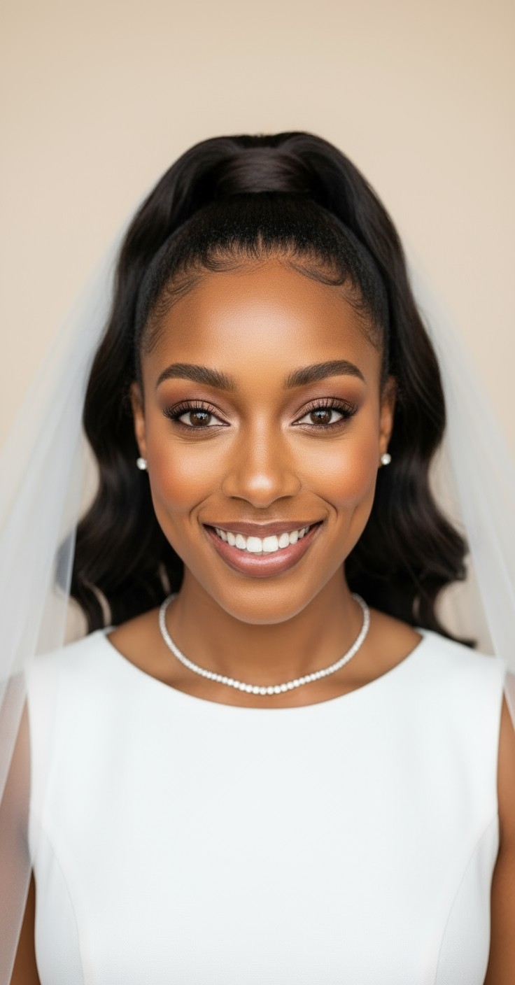 After Wedding Ponytail With Veil